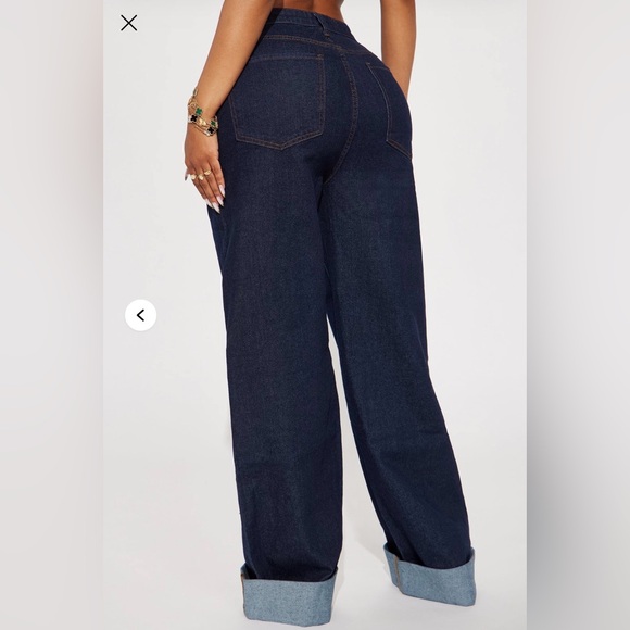 Fashion Nova Dark Blue Wide Leg Jeans - Picture 3 of 4